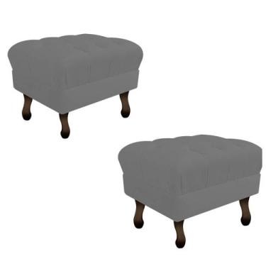 Imagem de Kit 02 Puff Retrô Capitonê Decorativo  Pé em Madeira Sala de Estar Rec