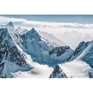Imagem de Yeele 4,5 x 3 m Pano de fundo fotográfico Montanha Neve Inverno Branco A Snow Capped Mountain Top Fundo Europeu Viagem Foto Foto Foto Cabine Tiro Studio Adereços