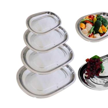 Imagem de Jogo 4 Baixela Inox Travessa Oval Servir Mesa 28-30-35-40cm