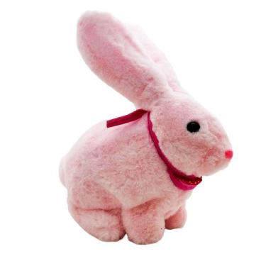 Imagem de Coelho de Pelúcia Rosa com Som em Movimento - 24cm - 1 unidade - Rizzo