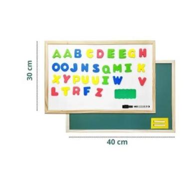 Imagem de Lousa Infantil Abc Magnetica Dupla Quadro Negro 40x30cm 3em1 - newf7