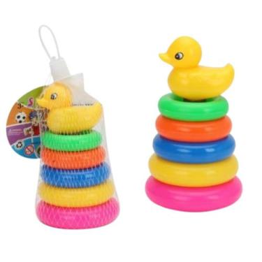 Imagem de Pirâmide Argolas Empilhar Patinho Infantil Banho 5 andares - 20 comerc