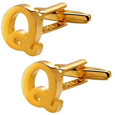 Imagem de Abotoaduras HAWSON masculinas banhadas a ouro para negócios, acessório de camisa de casamento Dourado