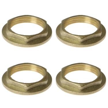 Imagem de HJTOOK 4 peças rosca fêmea 3/10.2 cm flange de tubo de latão porca de bloqueio hexagonal para conexão de tubo