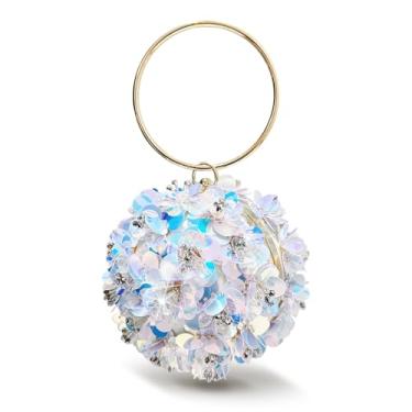 Imagem de Bolsa clutch dourada rosa brilhante - design de flor de strass, elegante bolsa de mão para noite para mulheres, acessórios perfeitos para vestido de festa, Multicor