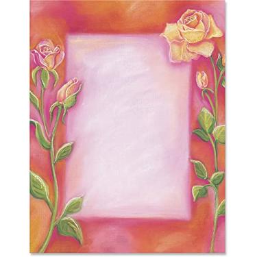 Imagem de Paperdirect Papel de papelaria com tema de primavera de rosas pintadas, papel de borda, papel timbrado 21 x 28, 25 folhas, papel de escrita premium elegante, papel decorativo para impressora