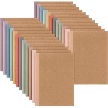 Imagem de Harloon Cadernos de composição A5 com 24 cadernos de composição A5 20 x 14,6 cm Cadernos Kraft pautados para faculdade com lombadas de arco-íris, pequeno livro de composição forrado para escritório,