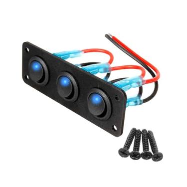 Imagem de JicSuXi Painel de interruptores basculantes multiuso à prova d'água liga/desliga interruptor de controle de botão de alternância de balancim painel de, C