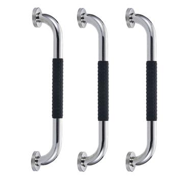 Imagem de Barra de Apoio Inox 60cm Suporte Antiderrapante Banheiro Box Kit 3 unidades Idoso Criança Gestante Cadeirante Segurança Acessibilidade Proteçao
