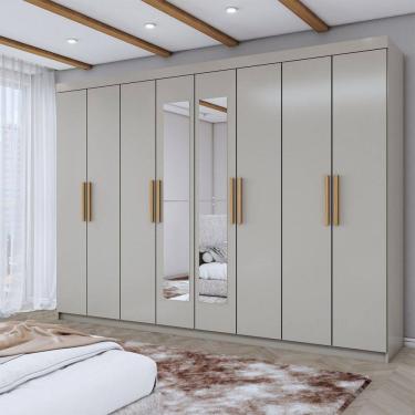 Imagem de Guarda-Roupa Casal Aurora 8 Portas 4 Gavetas com Espelho Taupé - Panorama Móveis