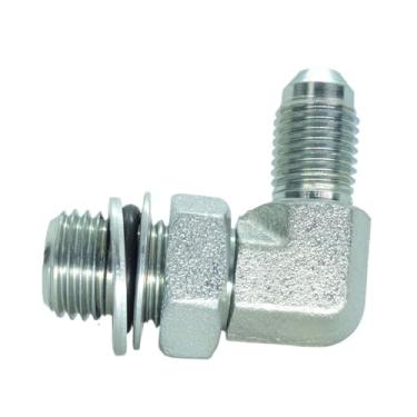 Imagem de CDQBWKJGFJ 1 peça de encaixe hidráulico 1/4 macho JIC (7/40.6 cm-20) X M14 x 1,5 macho métrico 90 graus adaptador de cotovelo