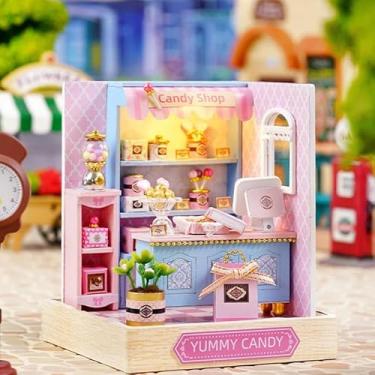 Imagem de Miniaturas De Casa De Bonecas De Madeira | Kit de casa de bonecas em miniatura DIY com móveis, Kit De Casa DIY Com Capa (Loja de Doces)