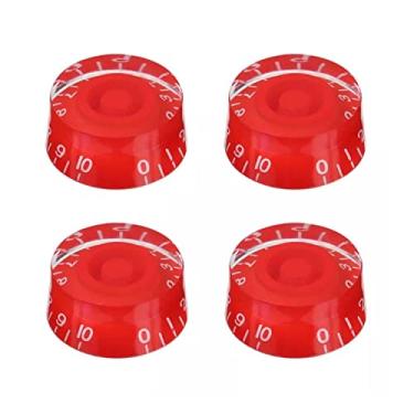 Imagem de XIYANGJUAN Botões de guitarra elétrica Red Speed Volume Tone Control Knob para Epiphone Les Paul LP Style Conjunto de reposição de peças de guitarra elétrica de 4 peças (palavra vermelho-branca)