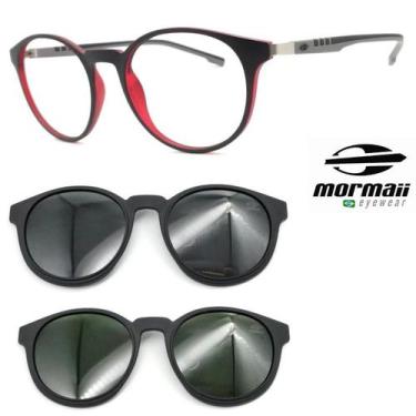Imagem de Oculos Redondo Preto Mormaii Swap 2 6071 aft + 2 Clipons cg, Cinza, G1