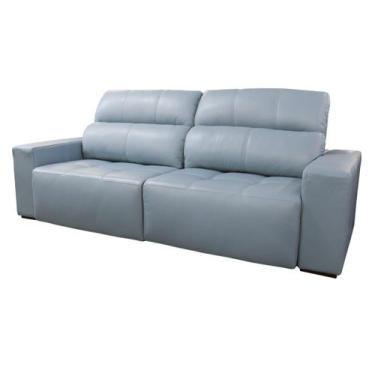 Imagem de Sofá Retrátil e Reclinável de Couro Atami 2,30 m Light Blue - Mempra D