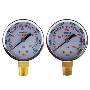 Imagem de SÜA Manômetros De Baixa E Alta Pressão Para Regulador De Oxigênio - 2 Polegadas - Rosca 1/4 Npt - (Par)