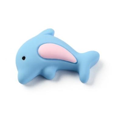 Imagem de LiQunSweet 100 peças de cabochão de resina de golfinho azul claro animais marinhos planos, pingentes para fazer joias, faça você mesmo, enfeites de scrapbook, capa de telefone, chaveiros, cabelo