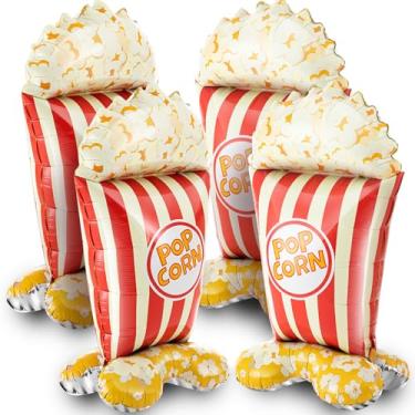 Imagem de 4 Pcs 3D Popcorn Balloons Self-standing 45 Inches Popcorn Foil Decoration Large Movie Night Birthday Party Balloon Decorations for Movie Night Birthday Baby Shower Carnival Wedding Party Supplies