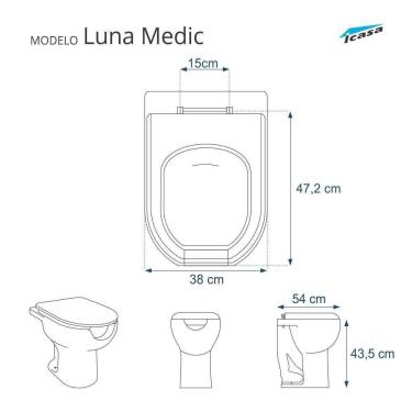 Imagem de Assento Sanitario Poliester Luna Medic Branco Para Vaso Icasa
