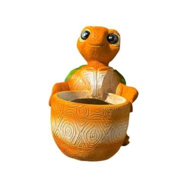 Imagem de IEUDNS Turtle Flower Pot Resina Flowerpot Jardim comprimido Decoração colecionável Vaso de flor Obra de arte Bonsai Novelty Planter Pote, Verde