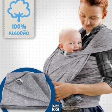 Imagem de Canguru Wrap Sling Bebê Carregador Carrier Enxoval Passeio Cinza Mescl