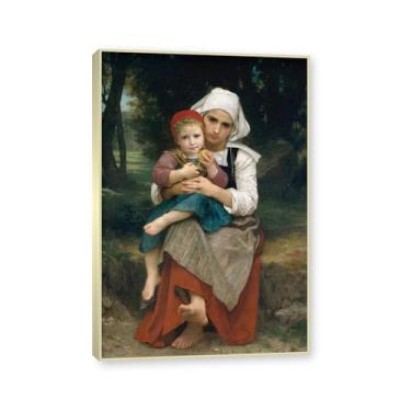 Imagem de NHLDZYH Moldura dourada champanhe. Impressões de arte William Adolphe Bouguereau - Pintura de retrato - (irmão e irmã) - Pôster temático de mitologia grega - Pôster de decoração de parede vintage. 80