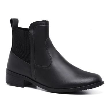 Imagem de Bota Coturno Cano Baixo Feminino Gmm Shoes 11212 Sola Reta, Preto, 36,