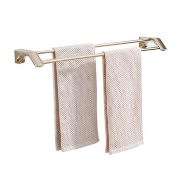 Imagem de Suporte para Chuveiro Barras de toalha duplas para banheiro, haste de toalha de banho dupla de aço inoxidável, suporte de toalha de parede sem perfuração, cabide de trilho de toalha duplo Toalheiro(Go