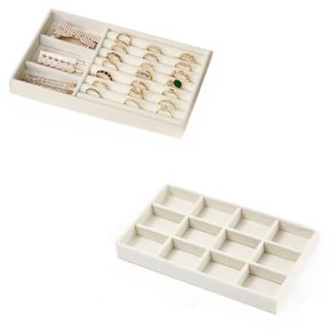 Imagem de Porta Jóias de Veludo para Closet Gavetas Bandeja Organizador de Bijuterias Anel Brinco Relógio Pulseira e Colares (KIT BANDEJA 3 E 4 (2 UNIDADES))