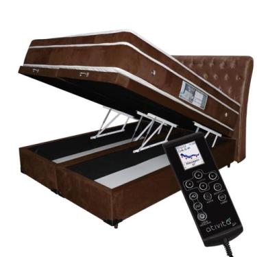 Imagem de Colchão King 1,93x2,03 Controle Massageador Box Baú Bipartido Cabeceir