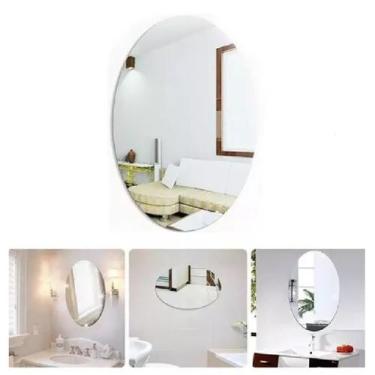 Imagem de Espelho Adesivo Decoração Oval Banheiro Quartos 20x30cm - Your House