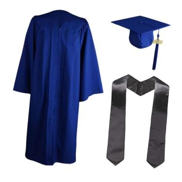 Imagem de YIJU Conjunto de vestido de formatura Vestido acadêmico para cerimônias de formatura de clube Ensino médio, Azul