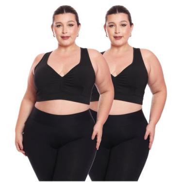 Imagem de Kit 2 Top Plus Size Fitness Feminino Sem Bojo Academia Decote - Brás e