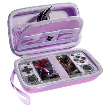 Imagem de Roseliya Estojo Rígido Para Console De Videogame Portátil Rg35Xx H Retro, Suporte Viagem Com Bolso Malha E Bolsos Acessórios, Cartão Tf/Microsd, Cabo Usb - Somente Decodificador (Roxo)