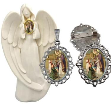 Imagem de Imagem Estatua São Bráz Com Relicario Metal Broche Resinado Decoração 