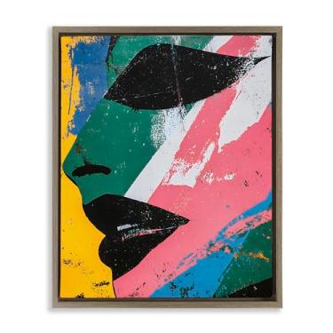 Imagem de Stupell Industries Design de arte de parede em tela flutuante marrom com rosto fractal dinâmico por Walker Noble, 63 x 78 cm