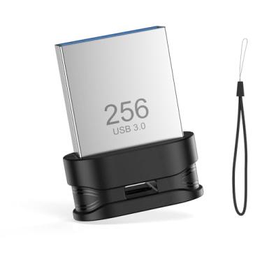 Imagem de Pen drive USB 3.0 de 256 GB, mini pen drive à prova d'água com orifício de cordão, armazenamento USB portátil para computador, laptop, Smart TV, preto