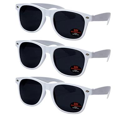 Imagem de Óculos de sol para homens, mulheres e crianças da Ray Solée - Pacote com 3 lentes coloridas com proteção UVA e UVB, Branco, One Size Fits All