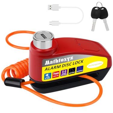 Imagem de Trava de motocicleta recarregável, trava de freio a disco de alarme de 120 dB à prova d'água com cabo de lembrete de 1,5 m e bolsa de transporte para motocicleta e scooter