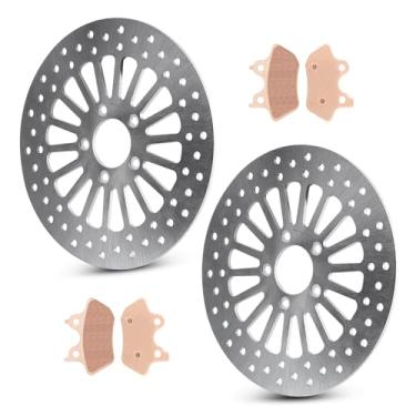 Imagem de Chabushi 2 peças de rotores e pastilhas de freio dianteiro de 29 cm para Harley Road King/Super Glide/Fat Boy/Electra Glide/Dyna Low Rider FXDLI FXDXI FLHTC FLHTCi Rotor de disco de freio de aço