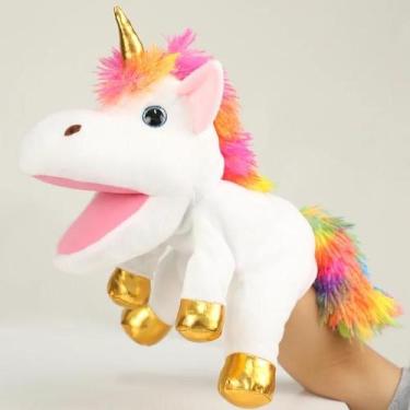 Imagem de Fantoches De Mão De Unicórnio Brinquedos De Pelúcia Para Crianças Jogo