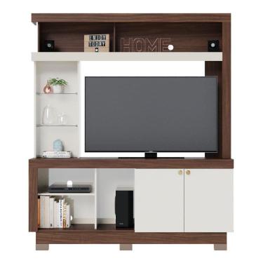 Imagem de Home Para Tvs 50 3 Prateleira Nice Nogueira Real Off White