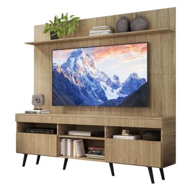 Imagem de Rack Retrô Com Painel Tv 65" Madri Multimóveis V3371 Rustic/Preto Rustic/Preto