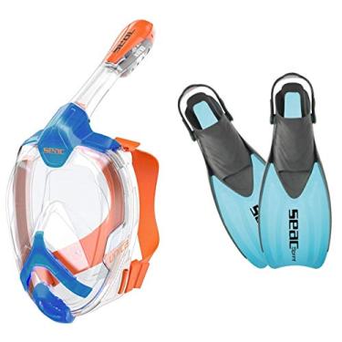 Imagem de SEAC Unica Máscara de rosto completo e conjunto de nadadeiras, Azul, L-XL