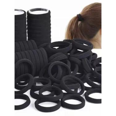 Imagem de Kit Elástico Rabico Xuxinha De Cabelo Chuchinha Preta Sem Metal - TMT 