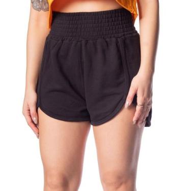 Imagem de Short Feminino Over Surf Boxer Moletom Preto, Preto, P