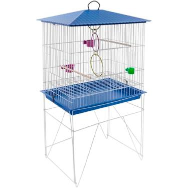 Imagem de Viveiro Periquito Grande Calopsita Canário Agapornis Aves Epóxi Gaiola Acessórios Colorida (Azul)