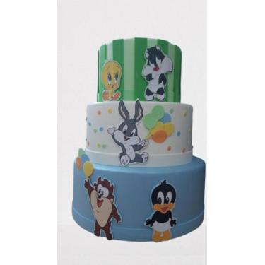 Imagem de Bolo fake baby looney tunes 3 andares - Catavento