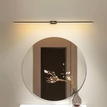 Imagem de GZZBMY Iluminação de parede espelho de banheiro luzes frontais tira longa lâmpada de parede LED moderna alumínio acrílico arandela luzes de imagem escadas quarto sala de estar decoração de fundo (luz