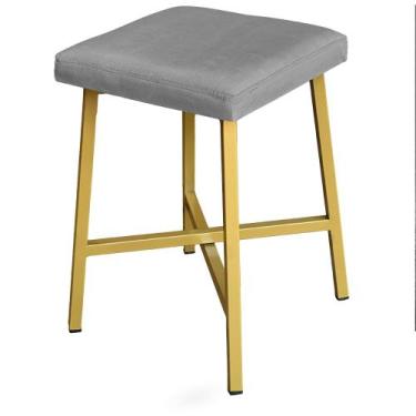 Imagem de Puff Banco Iron Com Base De Ferro Gold Decorativo Para Sala - Anifer, 